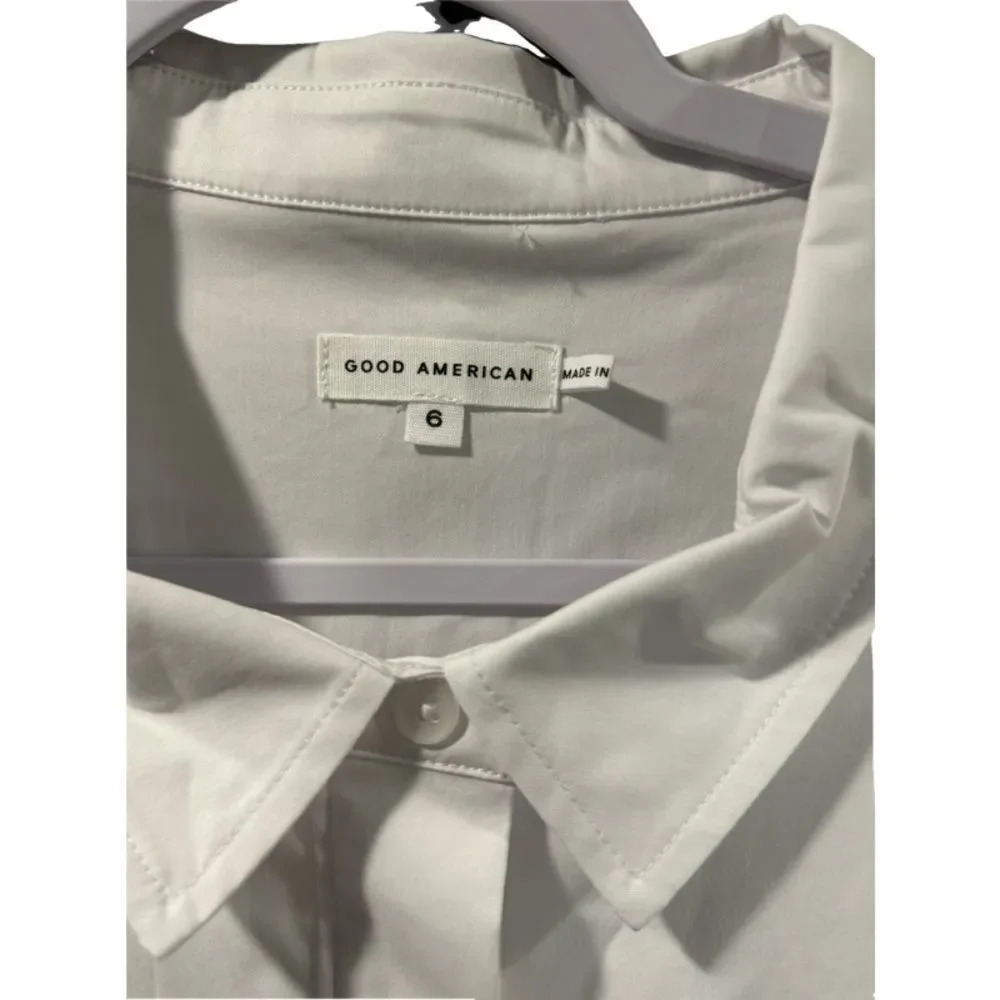 Good American size 6 (3xl) white cotton blend slit back poplin shirt - Picture 11 of 13